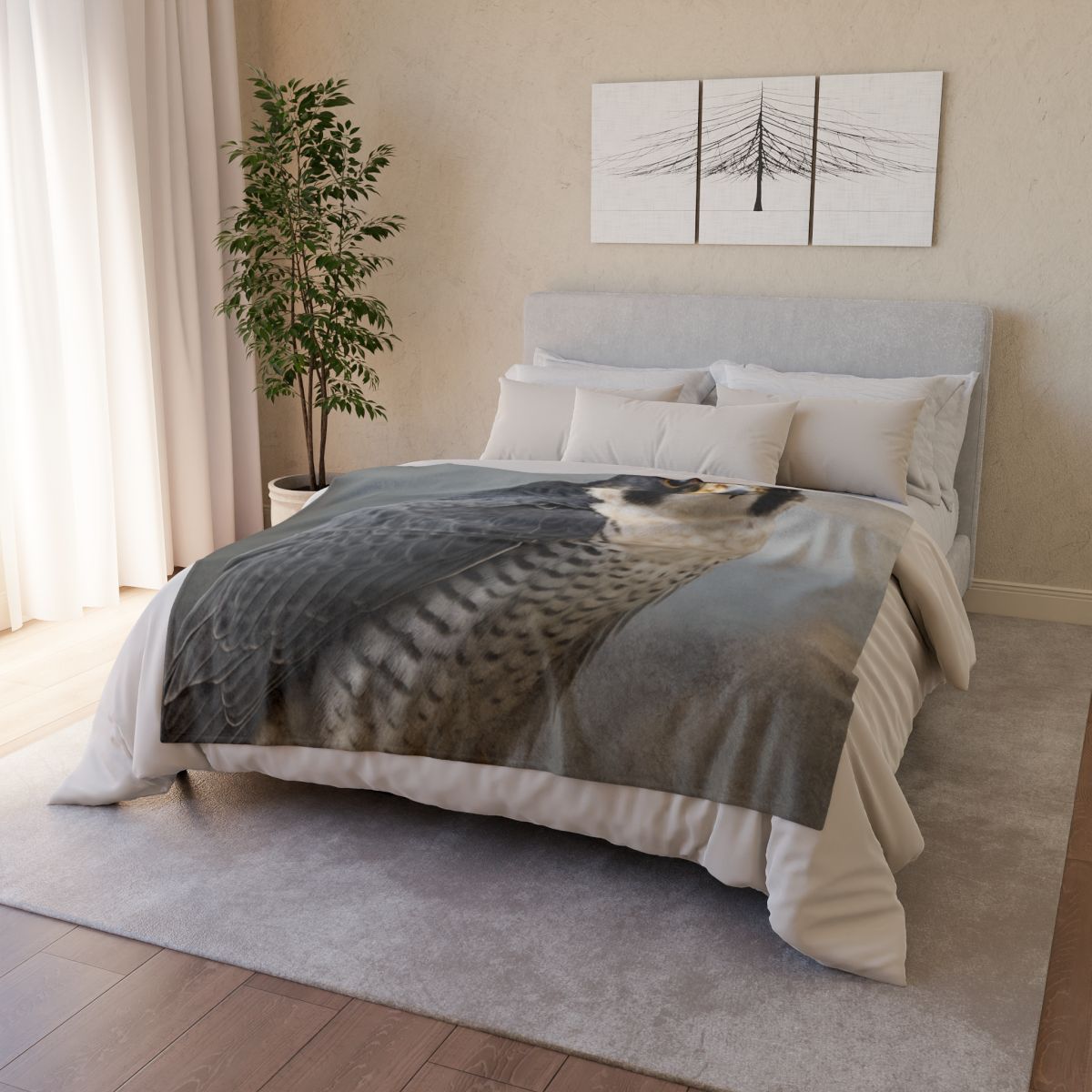 Starlit Focus Peregrine Falcon soft fleece blankets
