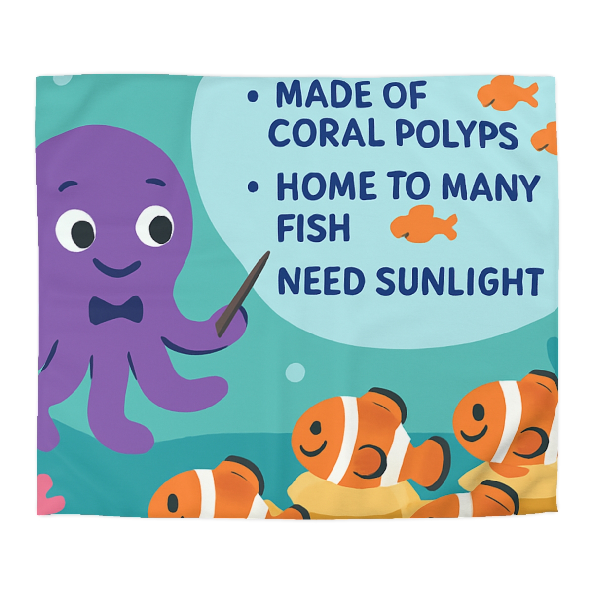 Coral Classroom With Professor Octopus soft comforter duvets
