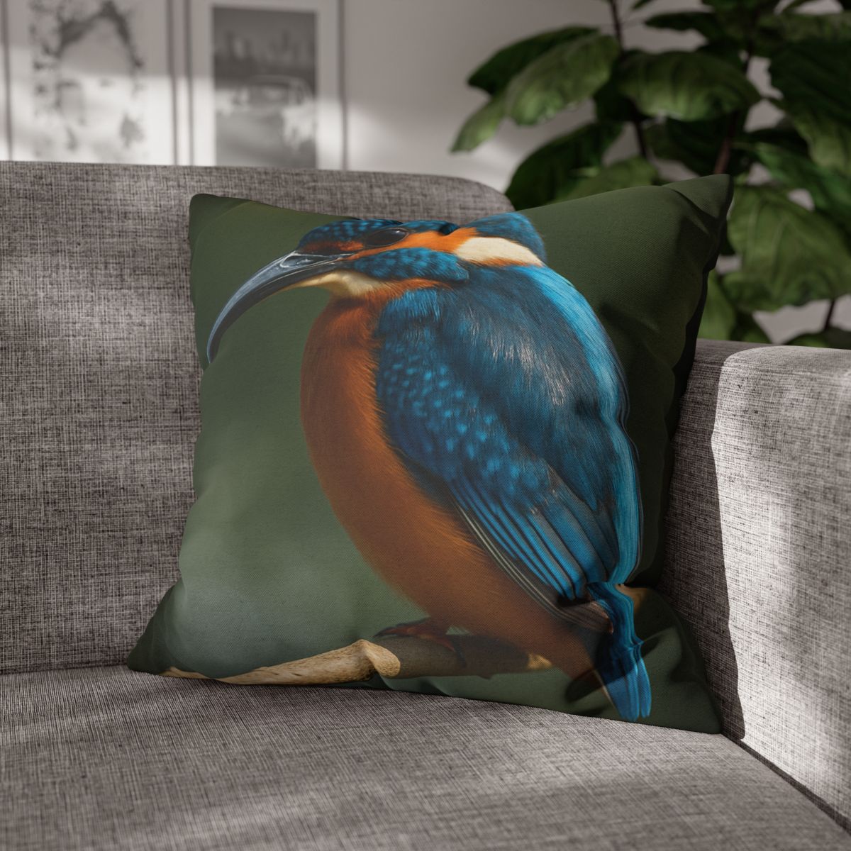Azure Bolt Common Kingfisher designer print pillow cases