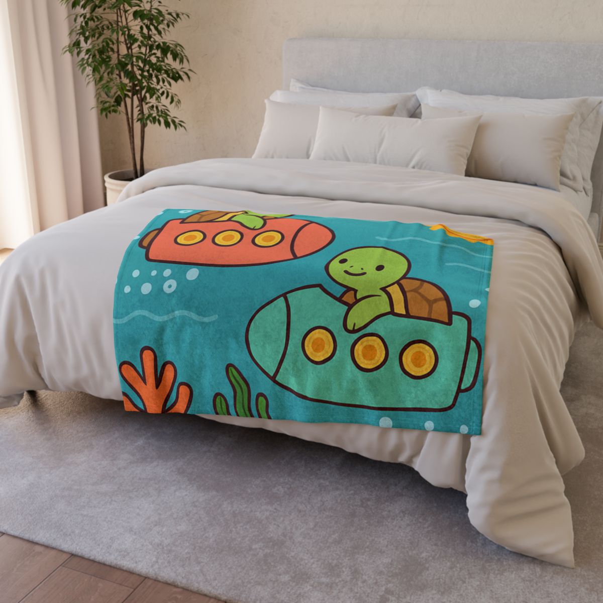 Rainbow Reef Rocket Race designer printed blankets
