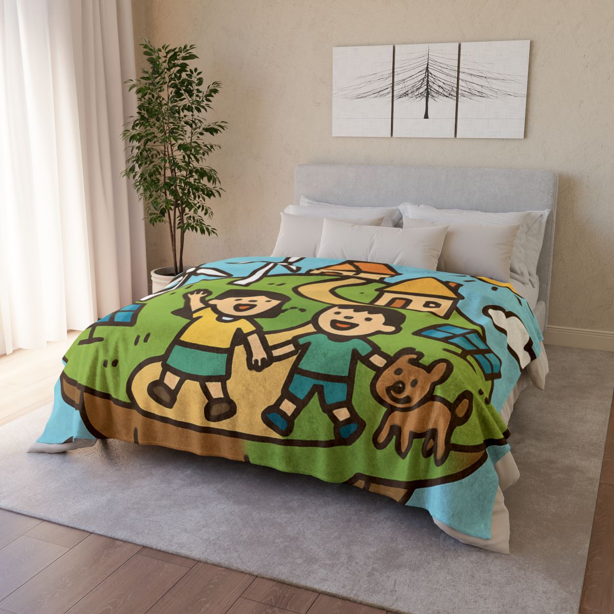 Floating Eco City Sky Island personalized cozy blankets