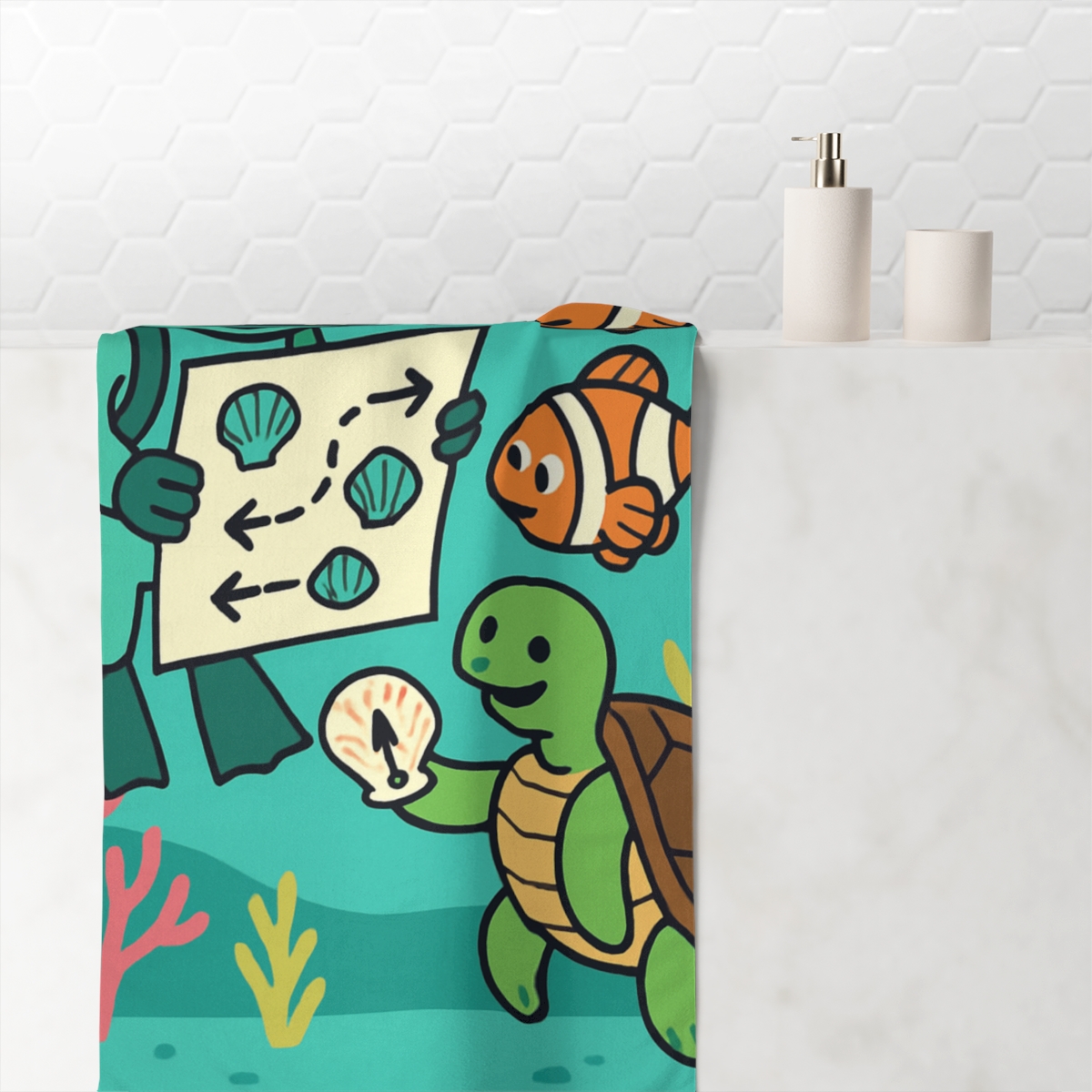 Coral Reef Robot And The Bubble Map decorative home towels
