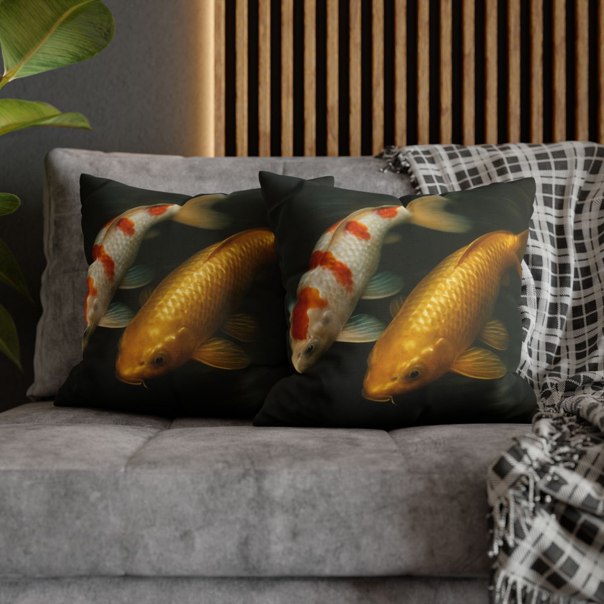 Golden Drift Koi Pair comfortable bedding pillow covers