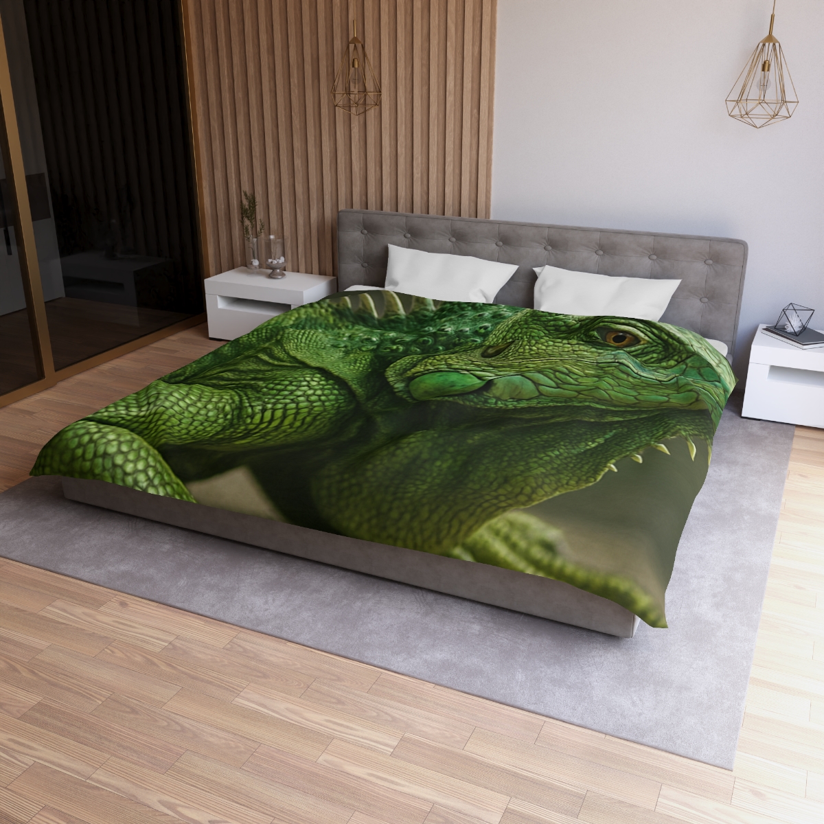 Stone Quiet Green Iguana personalized bedding duvets