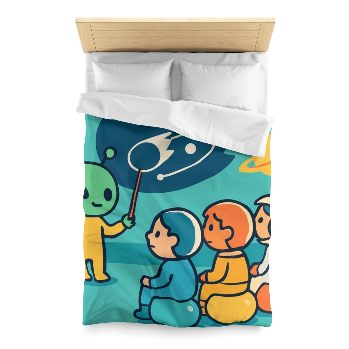 Comet Classroom On A Bubble Planet personalized bedding duvets