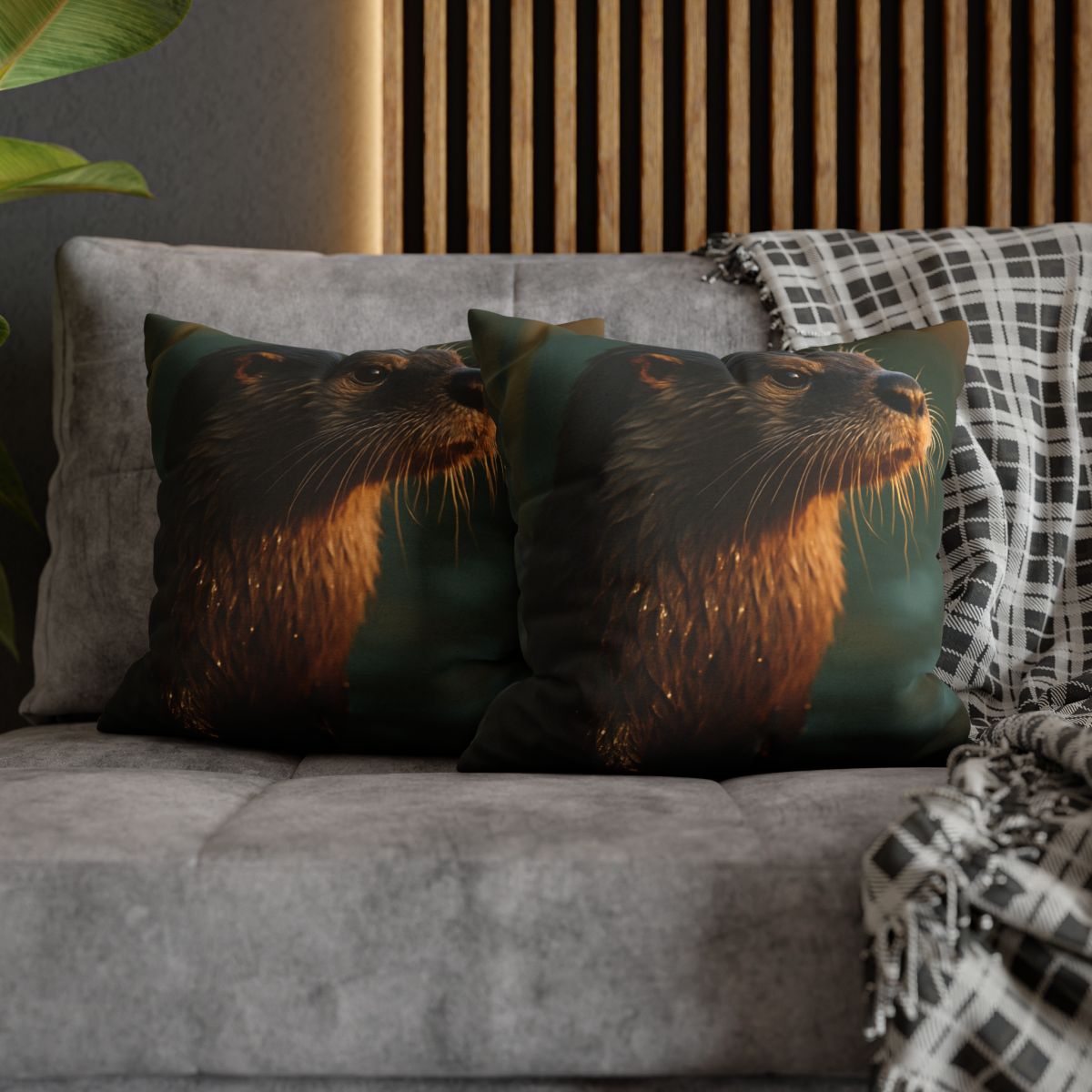 Glinting Stream River Otter soft cotton pillow cases