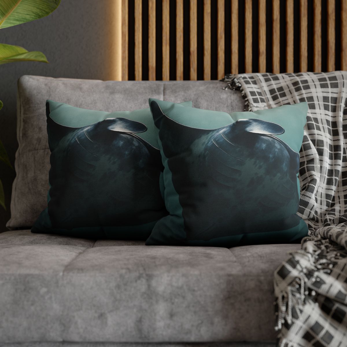 Nebula Glide Giant Manta Ray soft cotton pillow cases