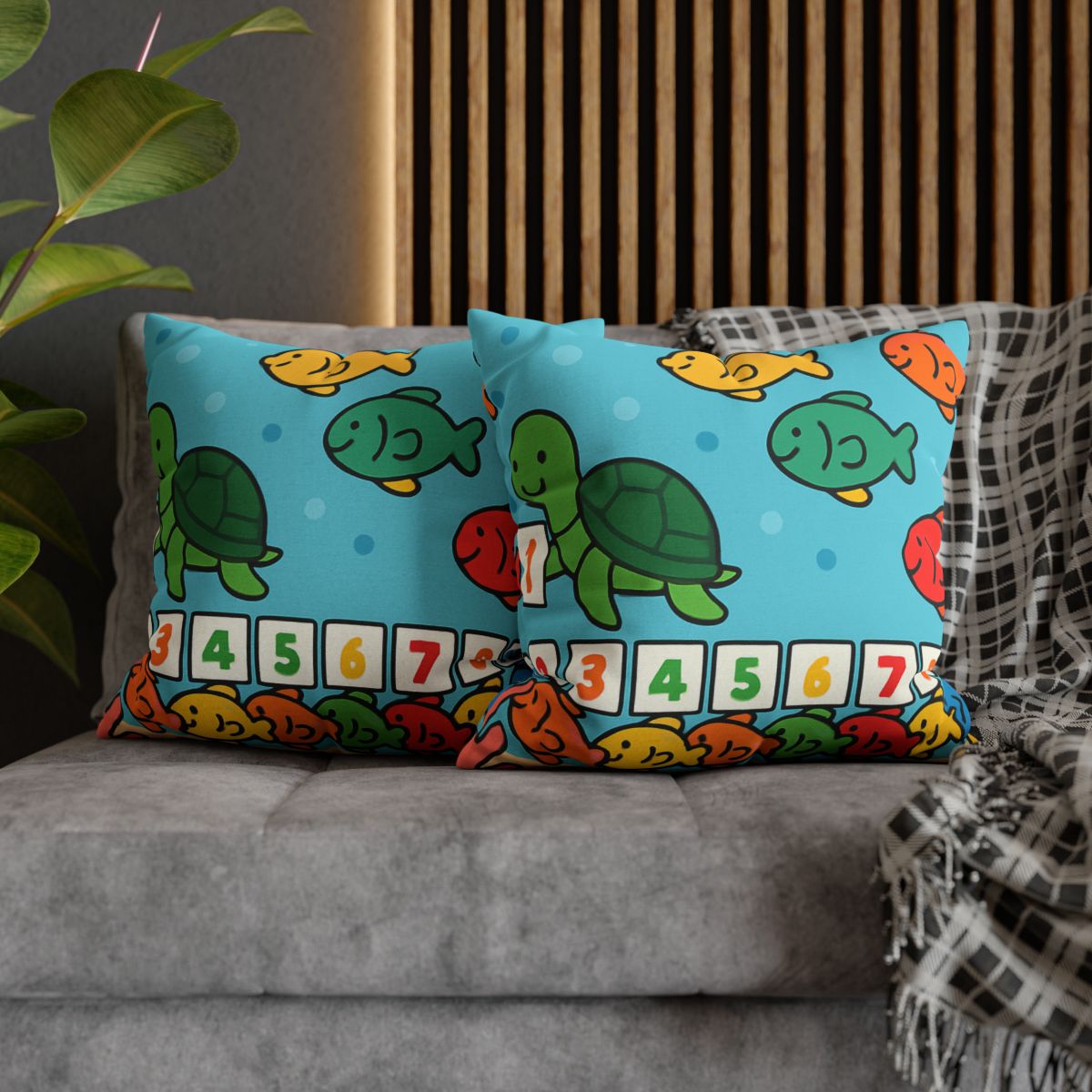 Coral Reef Number Parade personalized pillow covers