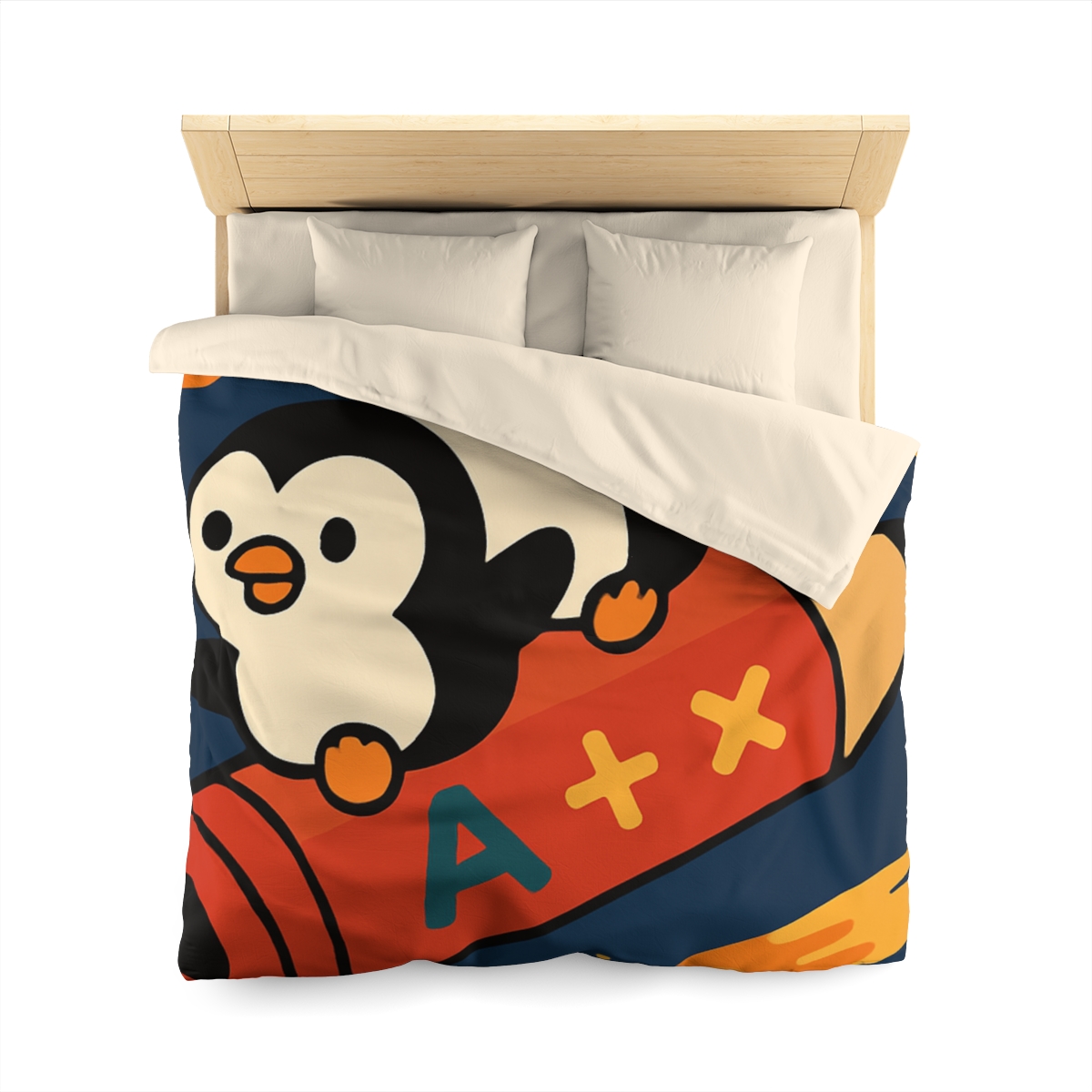 Rocket Riding Penguin Explorers trendy bedroom duvets