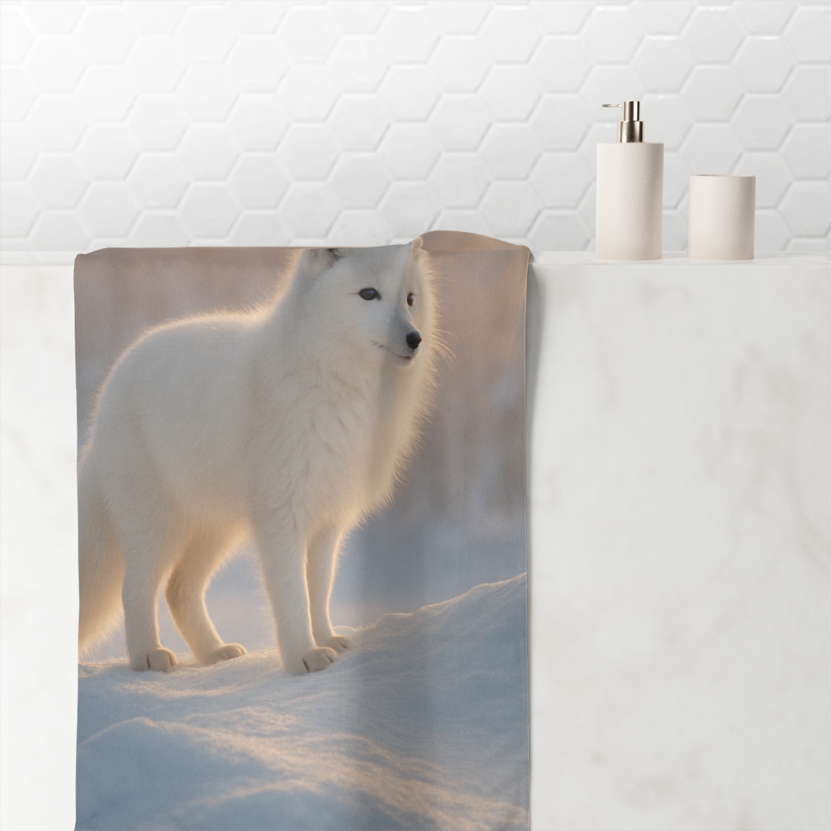 Whispering Guardian Arctic Fox personalized bath towels