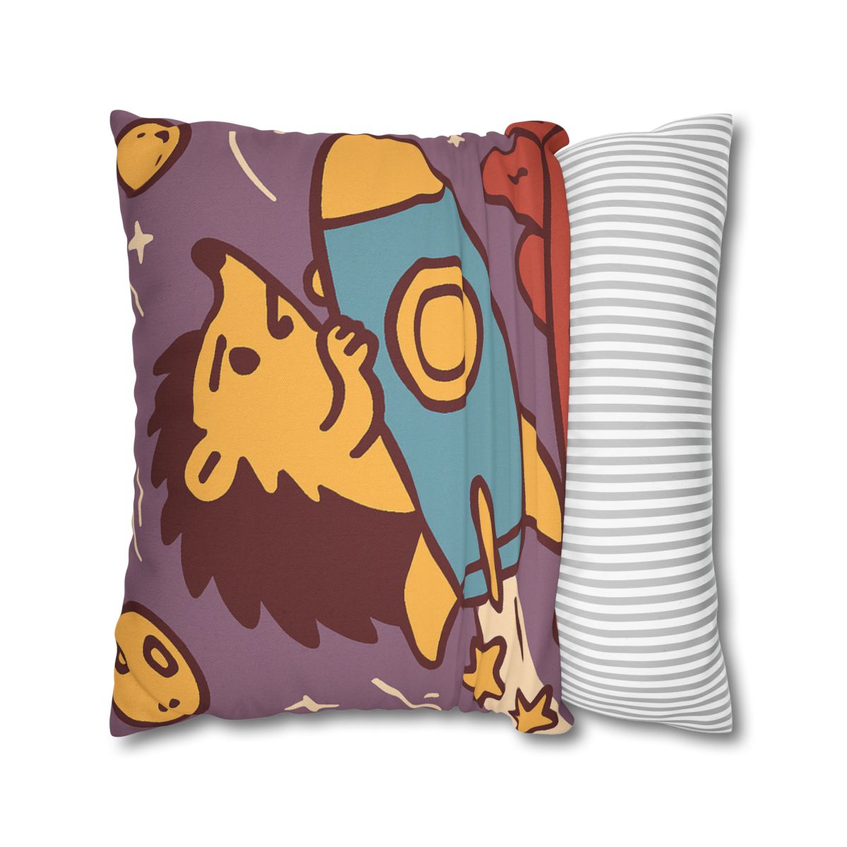 Rocket-Riding Hedgehog designer print pillow cases
