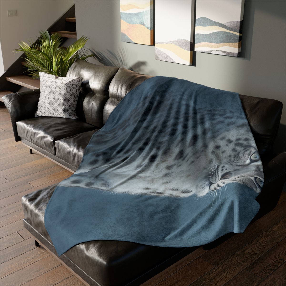 Cloud Cliff Snow Leopard soft fleece blankets