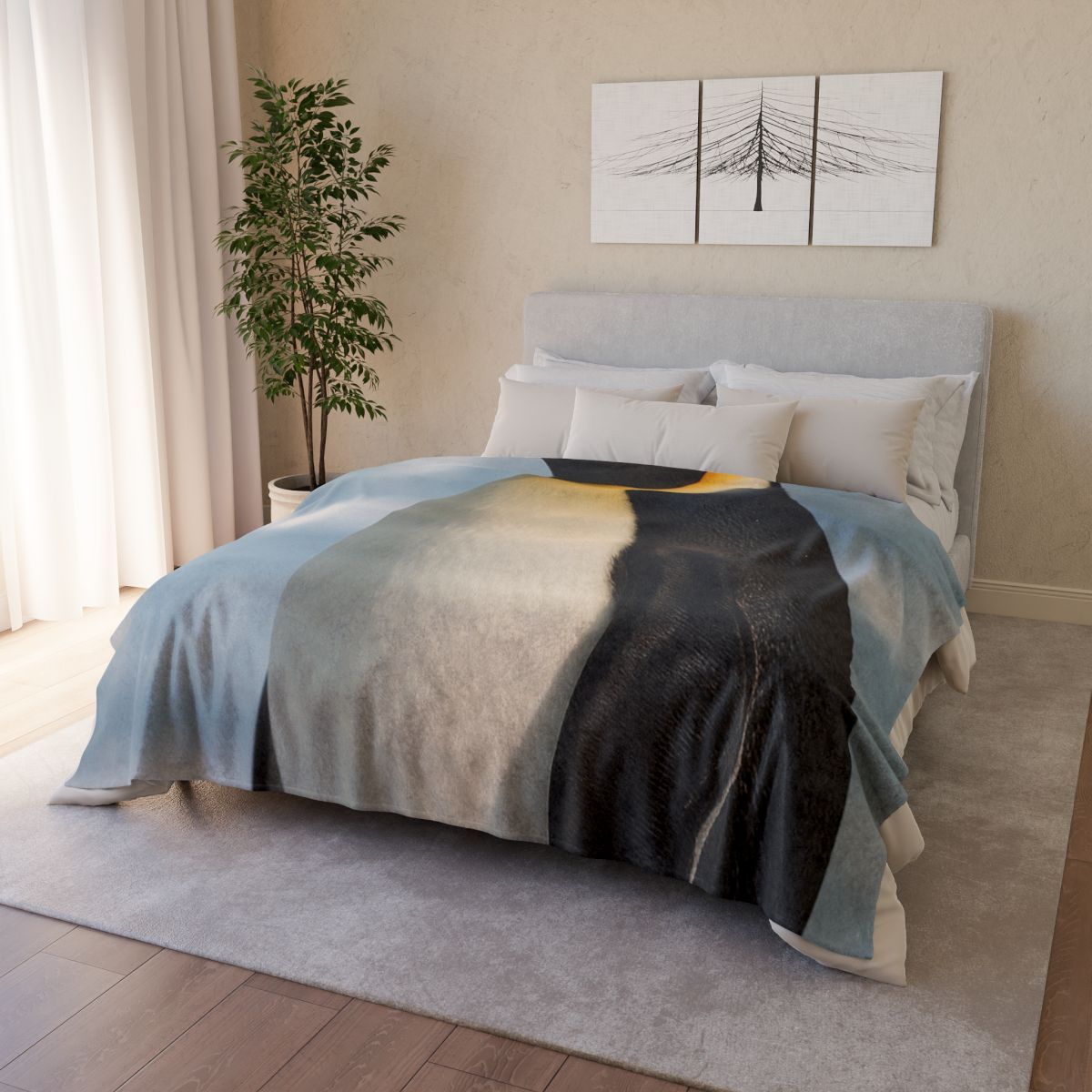 Aurora Drift Emperor Penguin soft fleece blankets