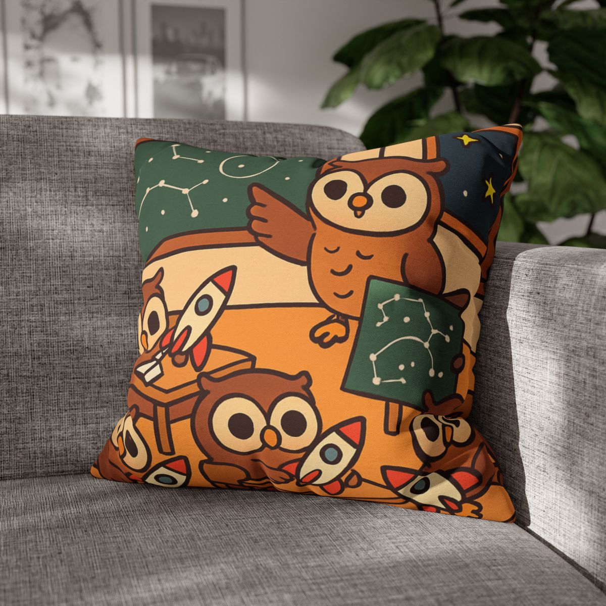 Rocket School Of Owls designer print pillow cases