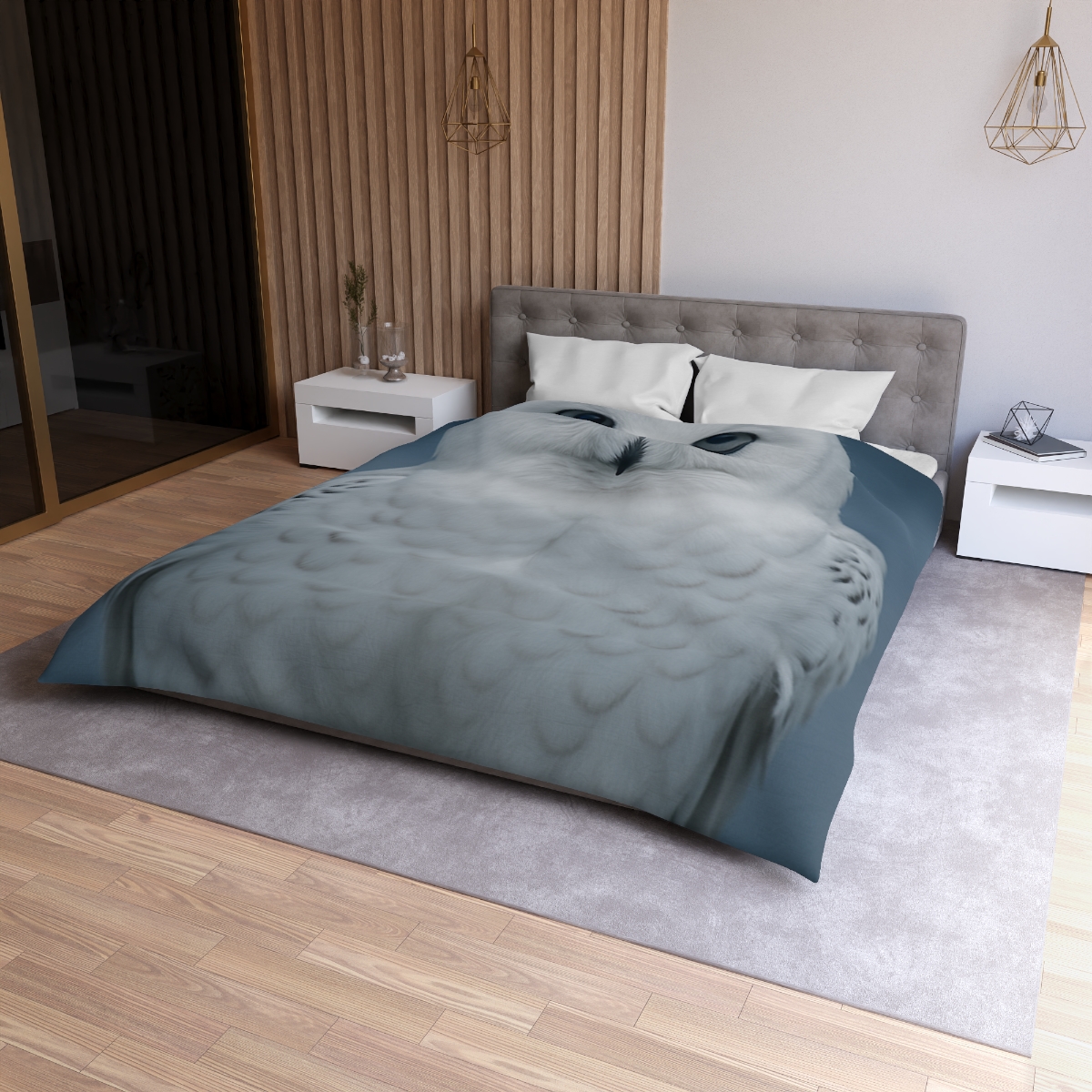 Midnight Watch Snowy Owl designer printed duvets