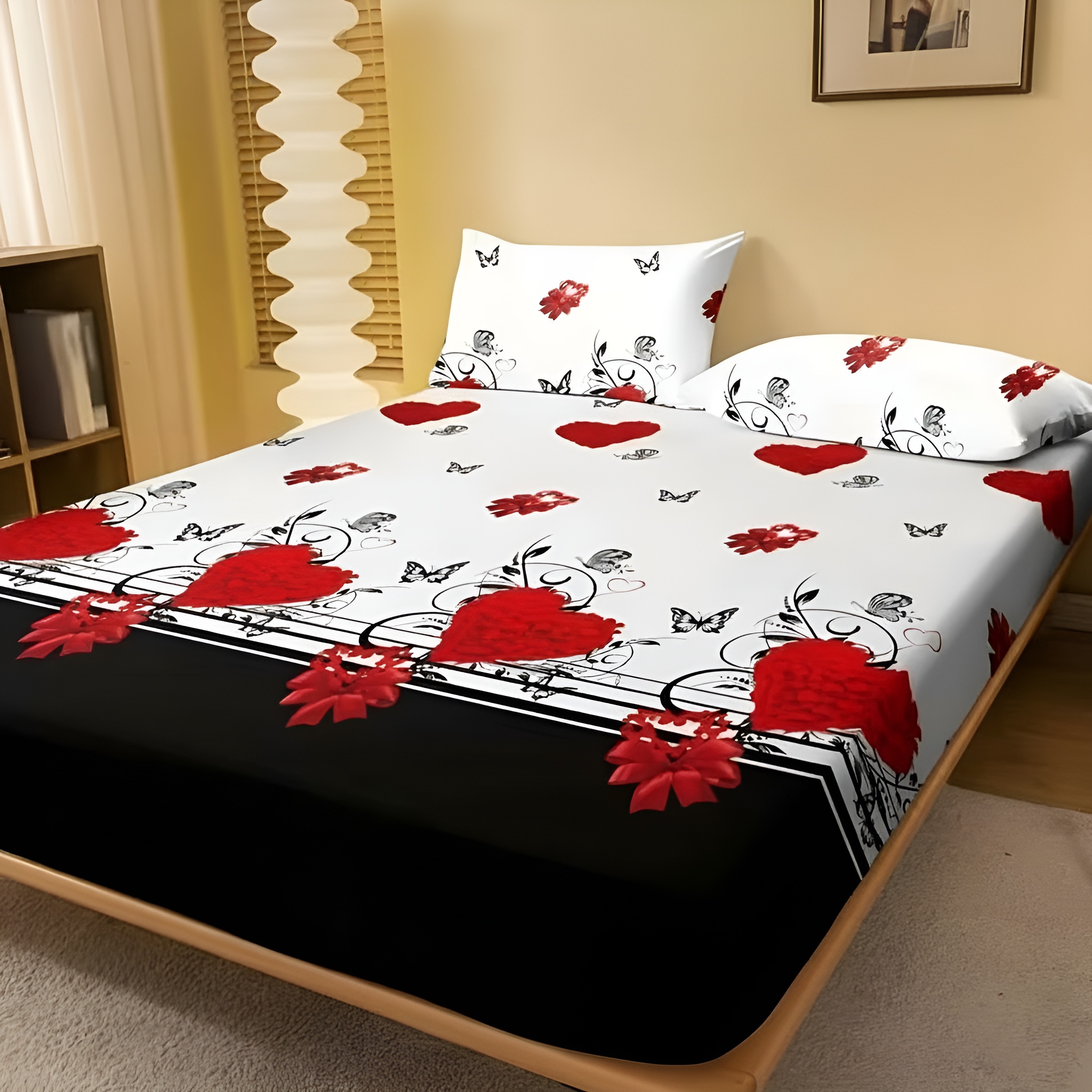 Comfortable Floral Design Fitted Bed Sheet For Bedroom