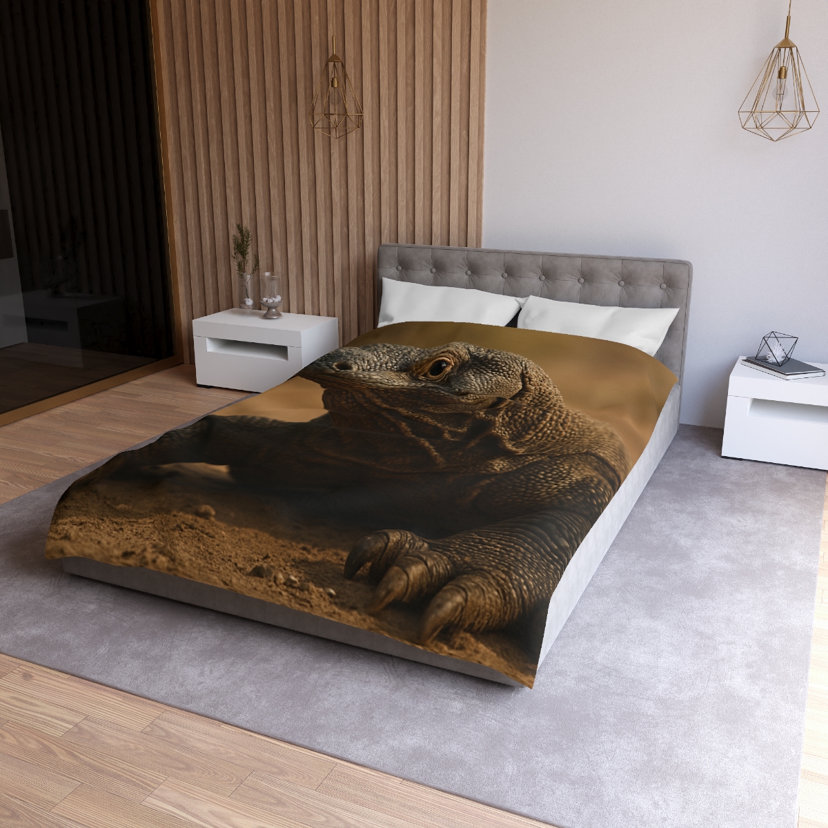Ancient Sentinel Komodo Dragon designer printed duvets