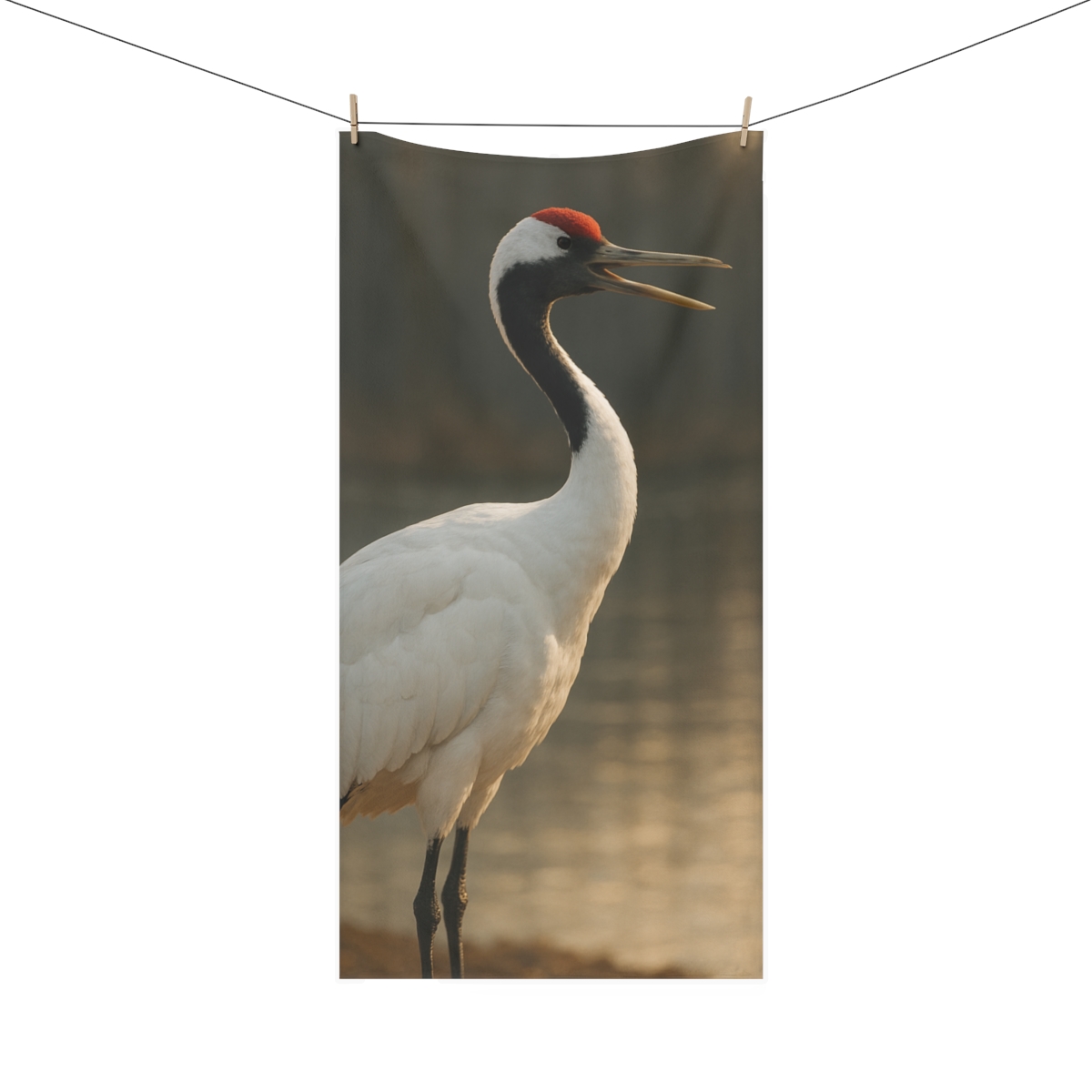 Ember Crown Red Crowned Crane comfortable face towels