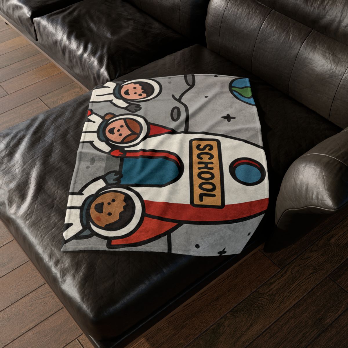 Rocket School On The Moon trendy patterned blankets