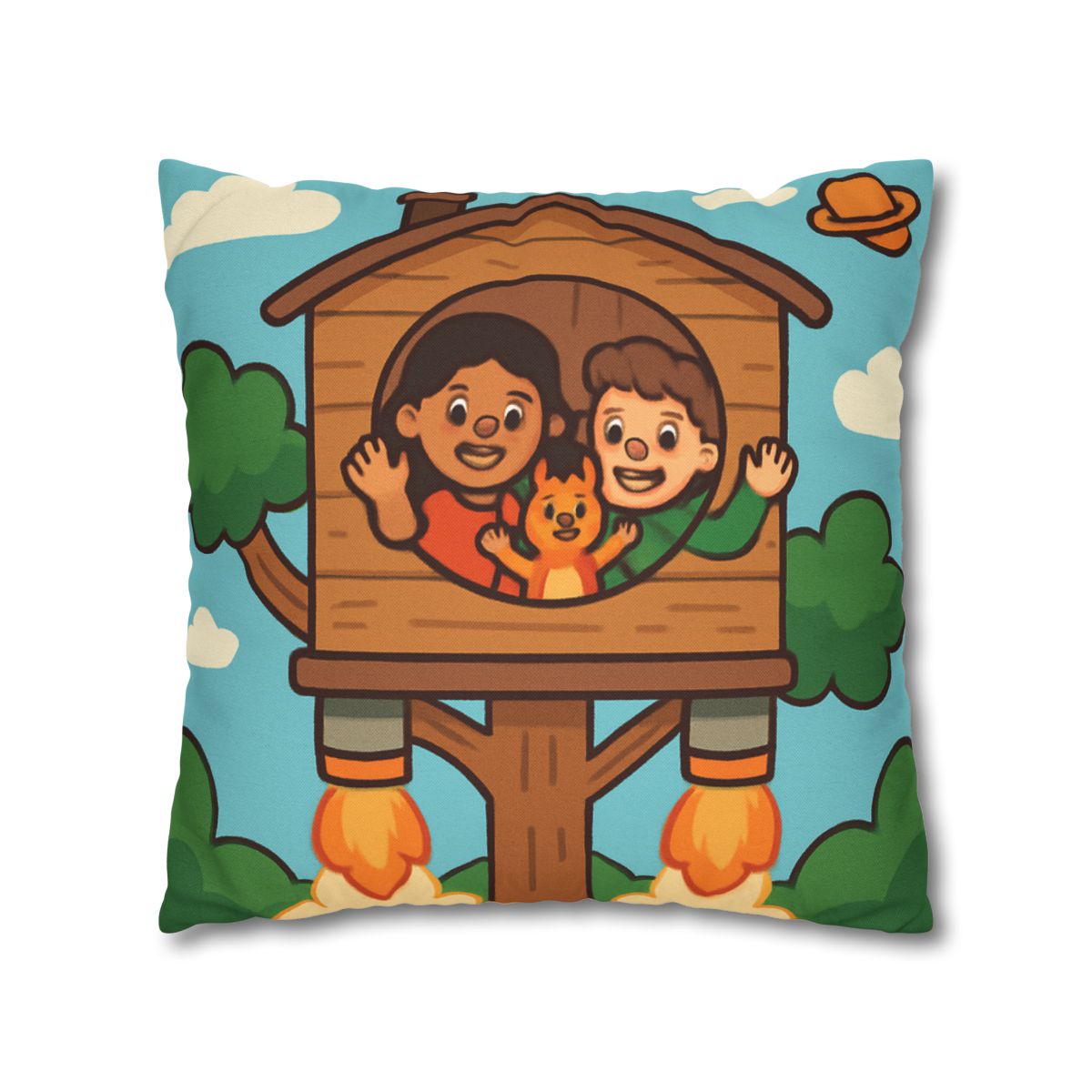 Rocket Powered Treehouse Forest stylish decorative pillowcases