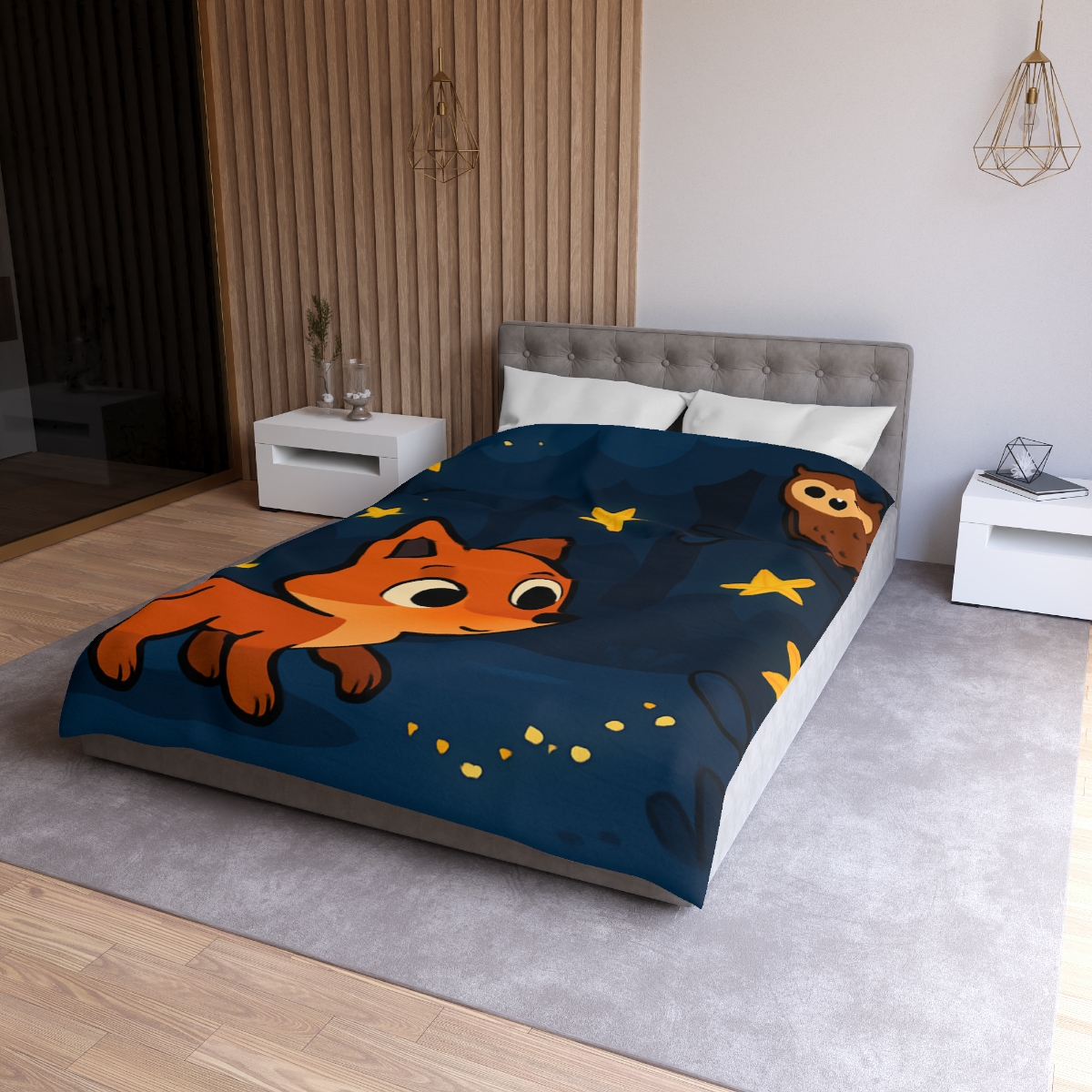 Cosmic Forest Fox trendy bedroom duvets