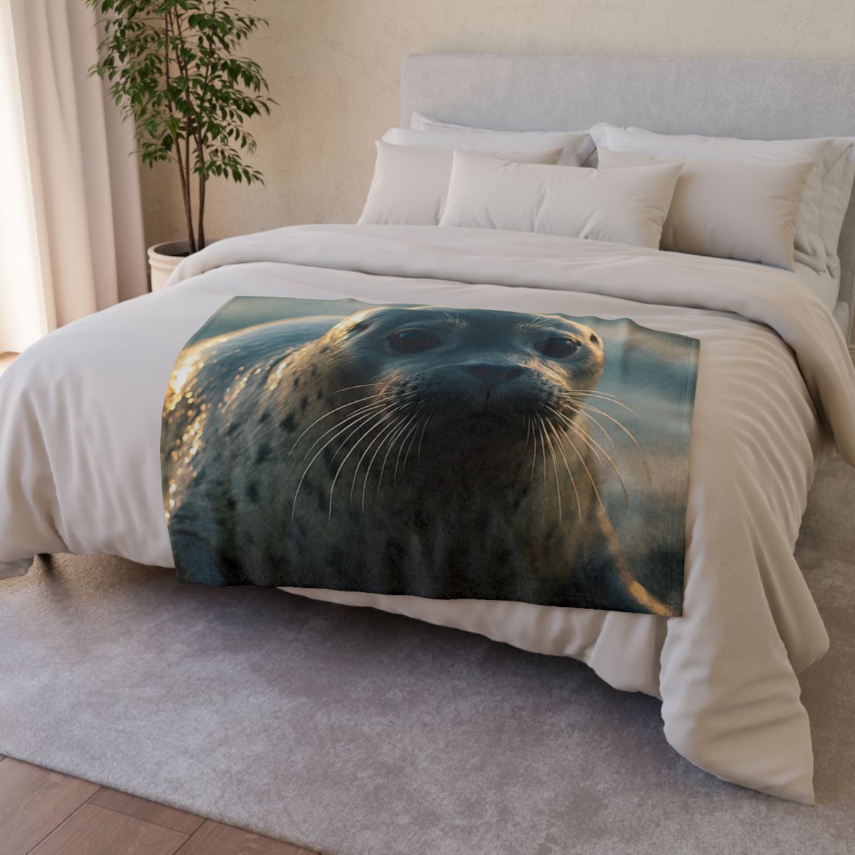 Luminous Gaze Harbor Seal stylish throw blankets