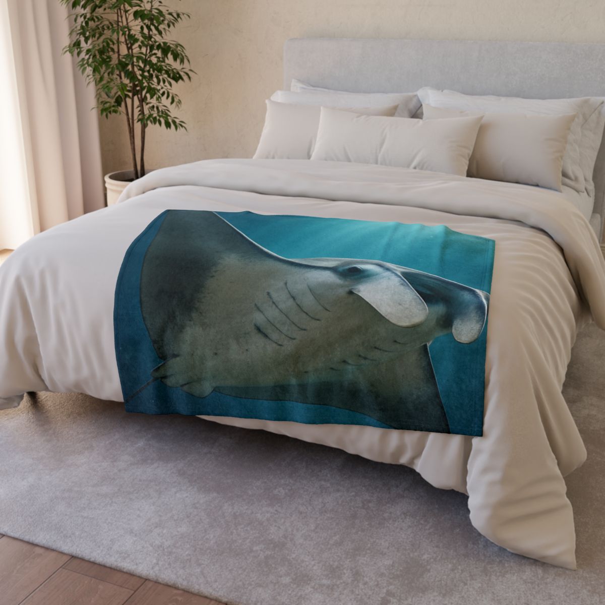 Silk Wing Drift Manta Ray personalized cozy blankets