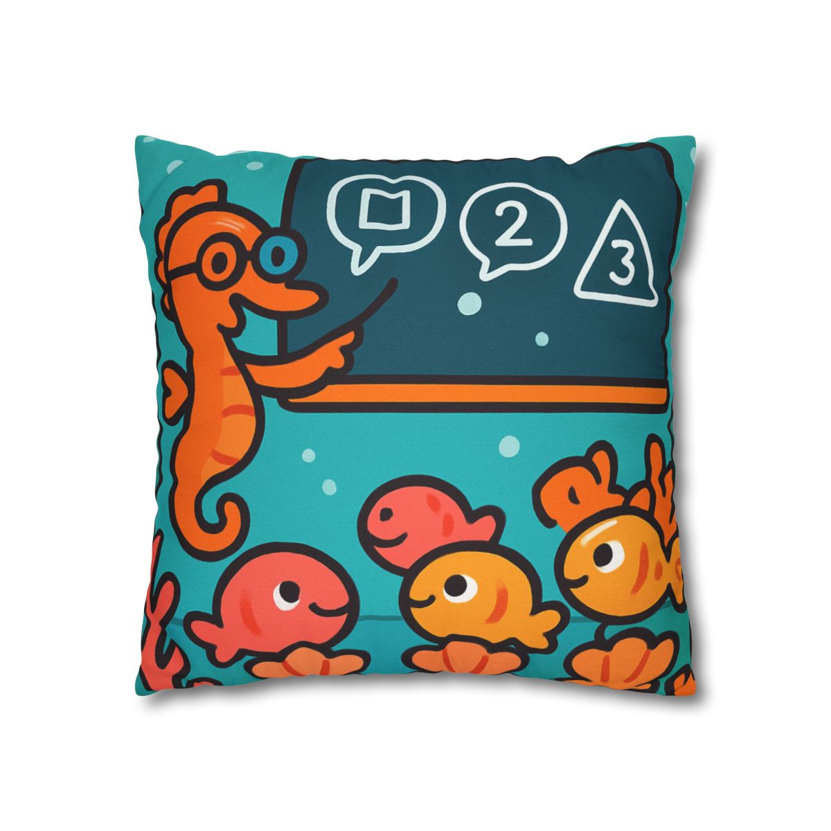 Coral Classroom With The Seahorse Teacher soft cotton pillow cases