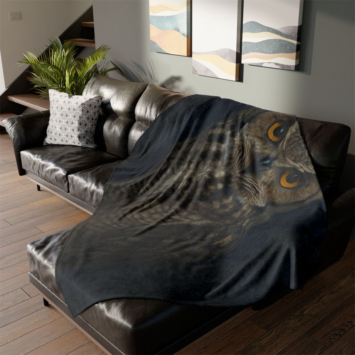 Silent Drift Great Horned Owl custom blankets