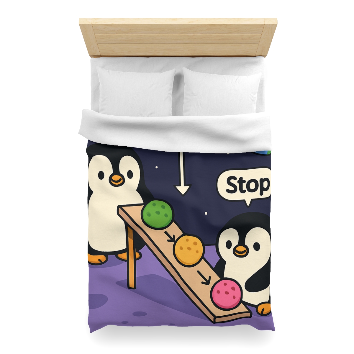 Moonlight Penguin Ice Cream Physics custom duvets