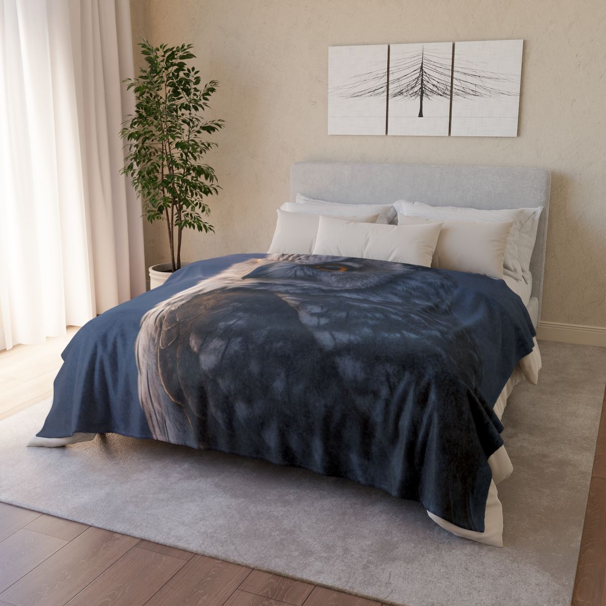 Twilight Watcher Snowy Owl soft fleece blankets