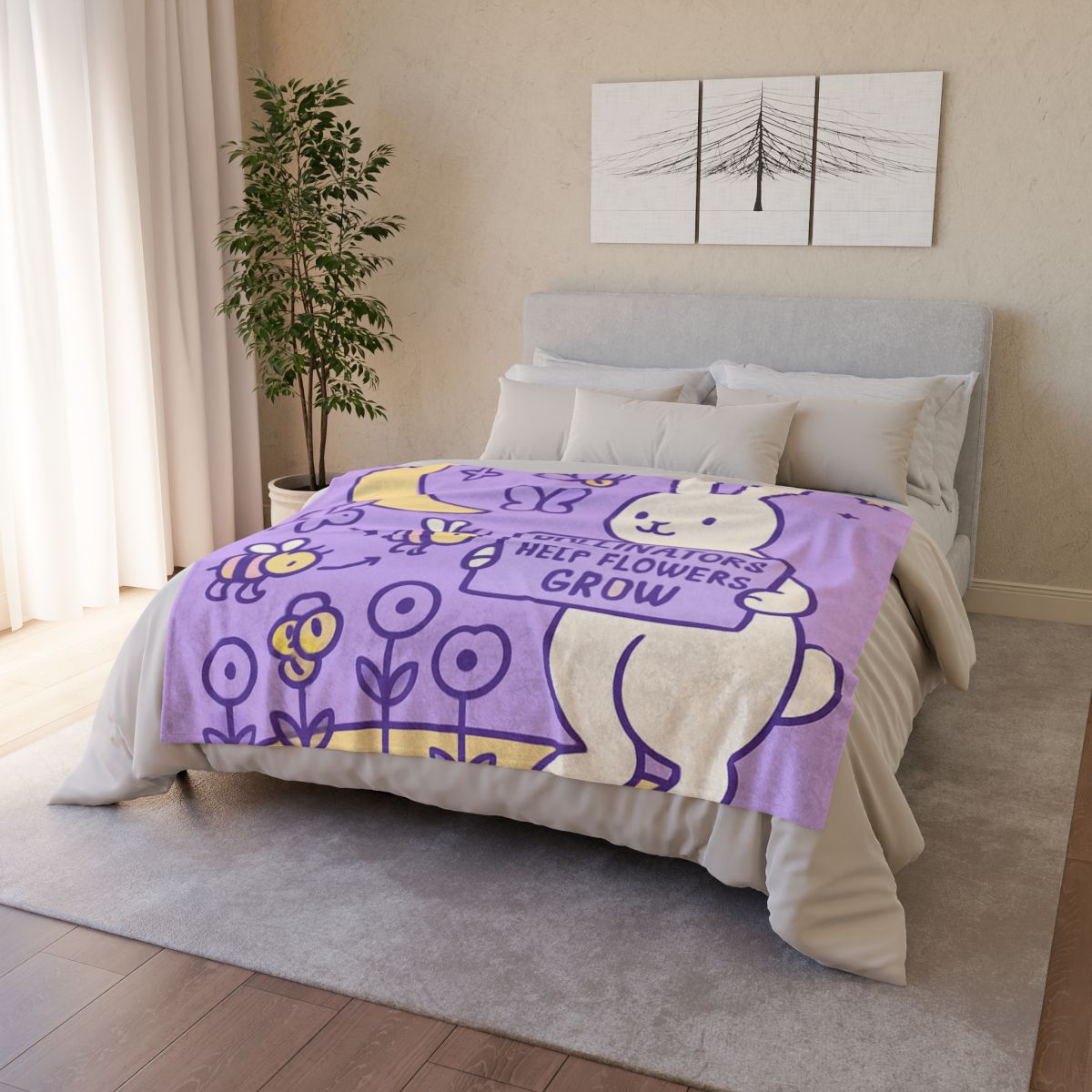 Moon Garden Pollinator Parade designer printed blankets
