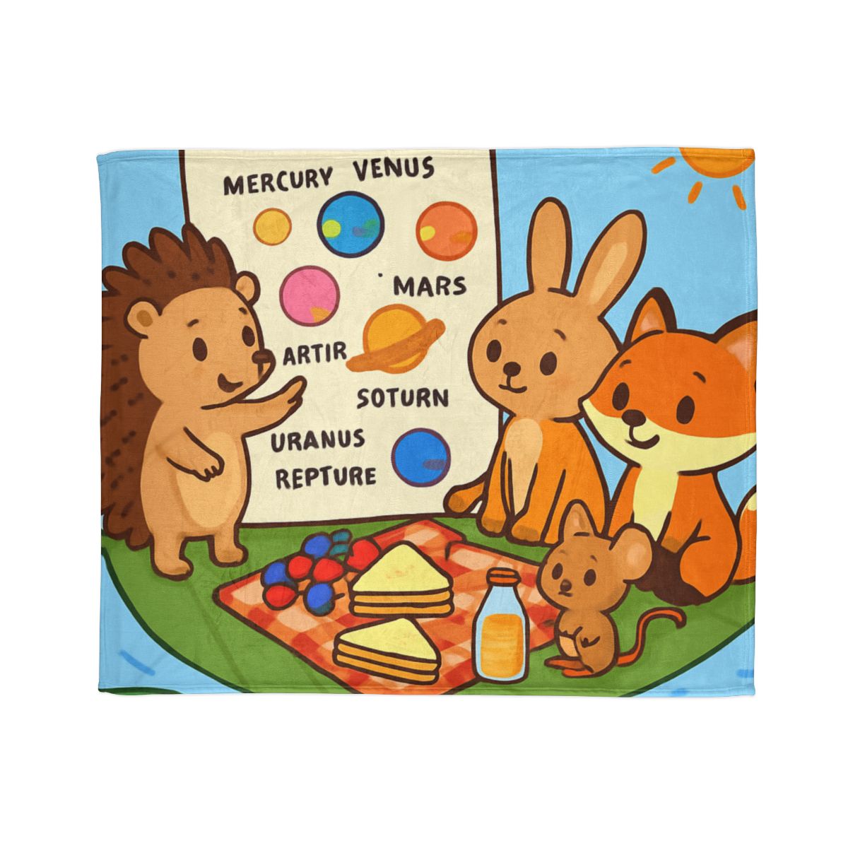 Solar System Picnic On A Floating Leaf stylish throw blankets