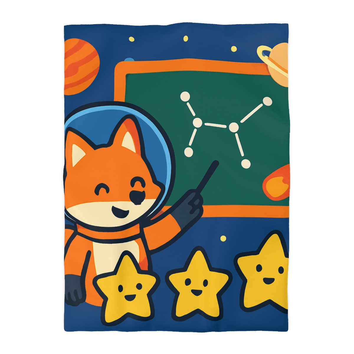 Comet Classroom Space Fox personalized bedding duvets