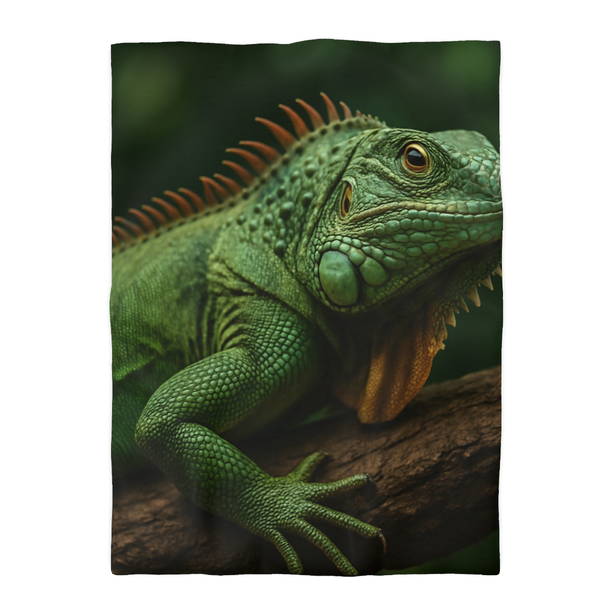 Sunlit Perch Green Iguana unique patterned duvets
