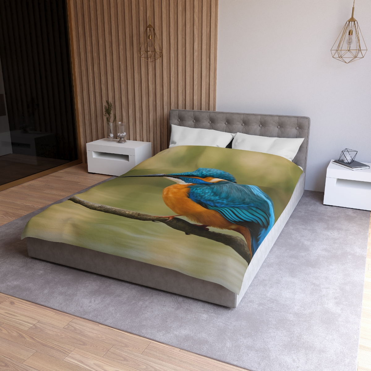 Crystal Dive Common Kingfisher unique patterned duvets