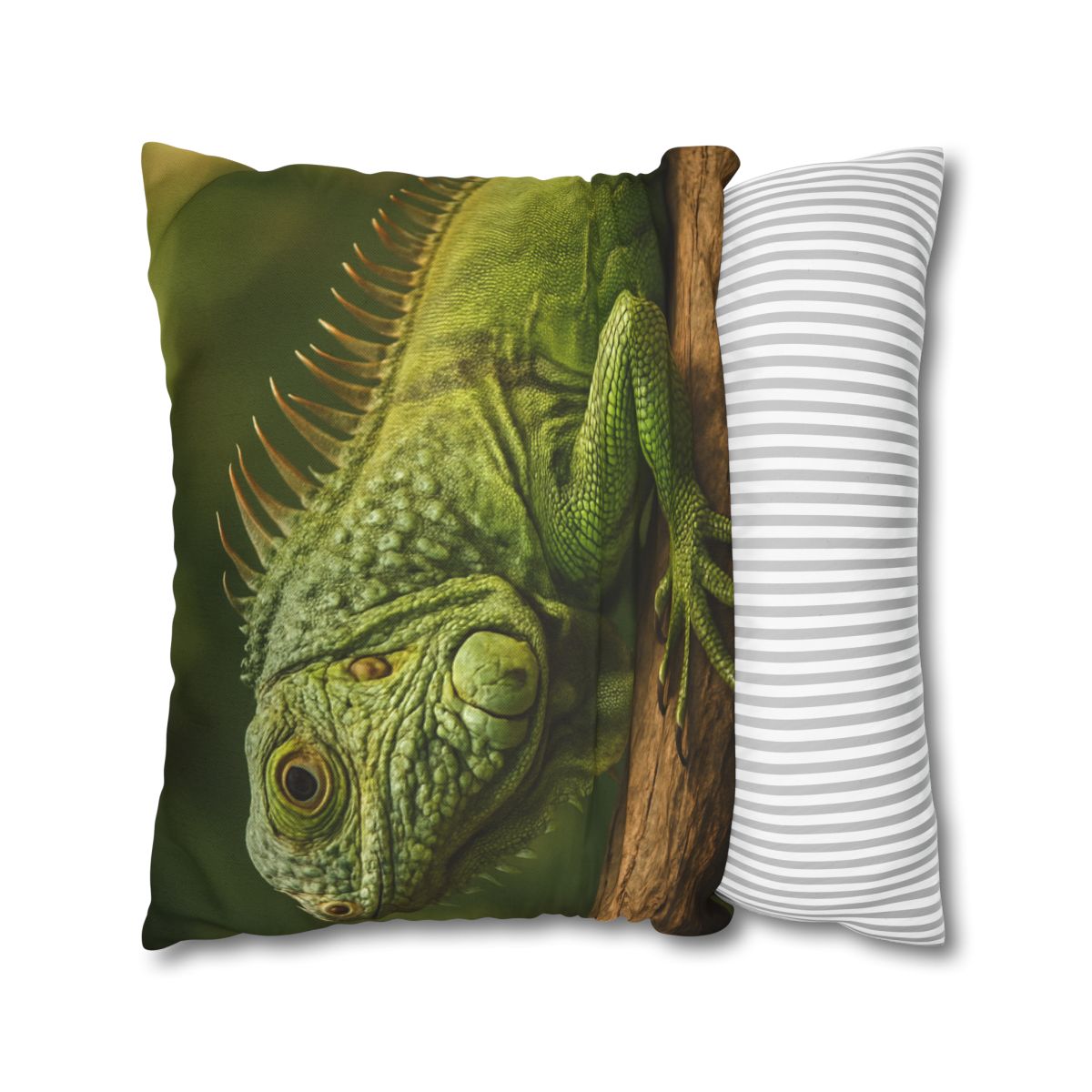 Verdant Stillness Green Iguana designer print pillow cases