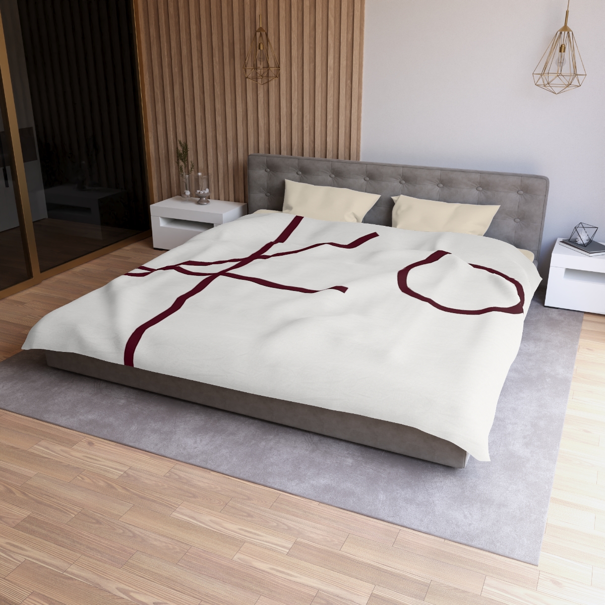 Intersecting Bar Triad With Open Circle unique patterned duvets