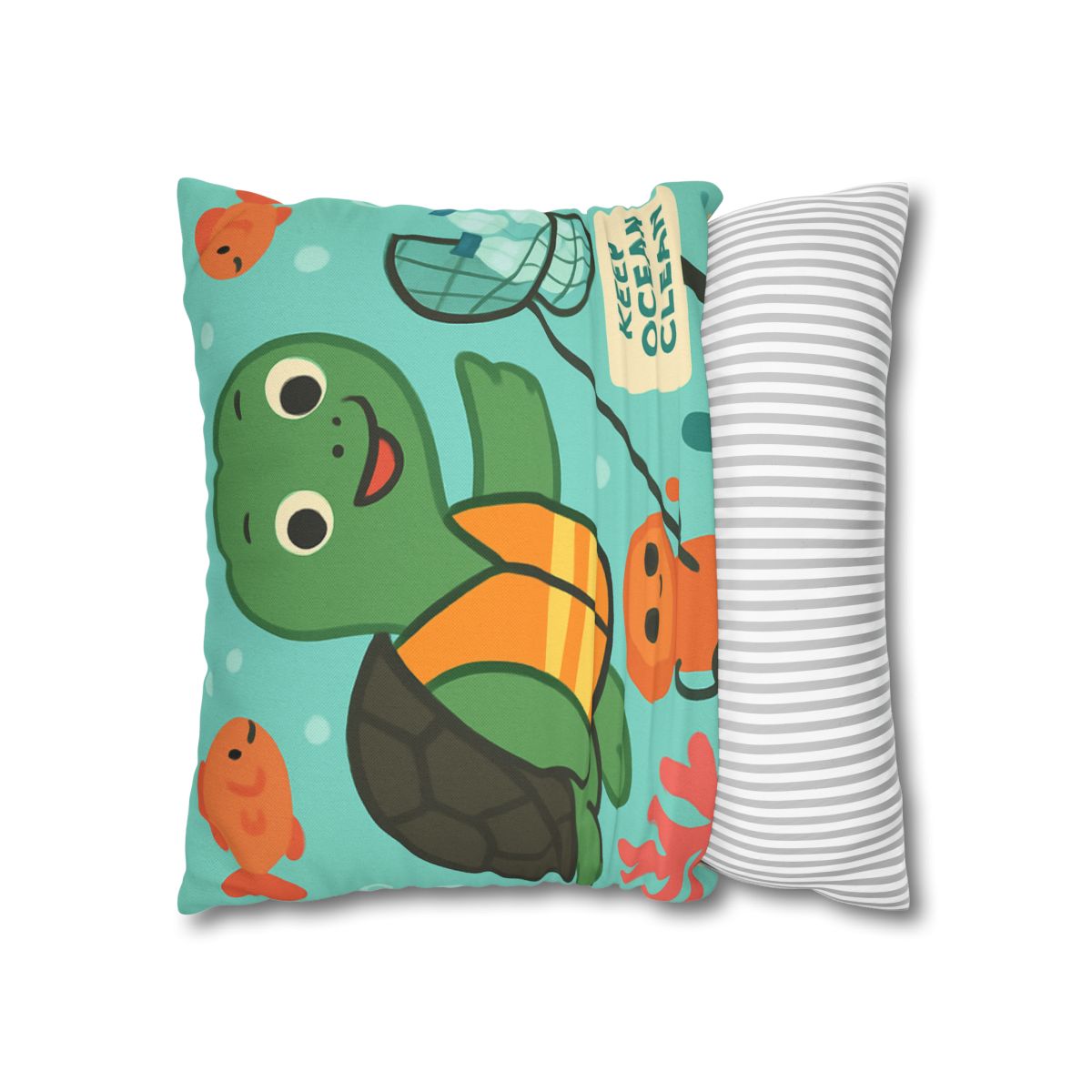 Coral Cleanup Turtle Patrol soft cotton pillow cases