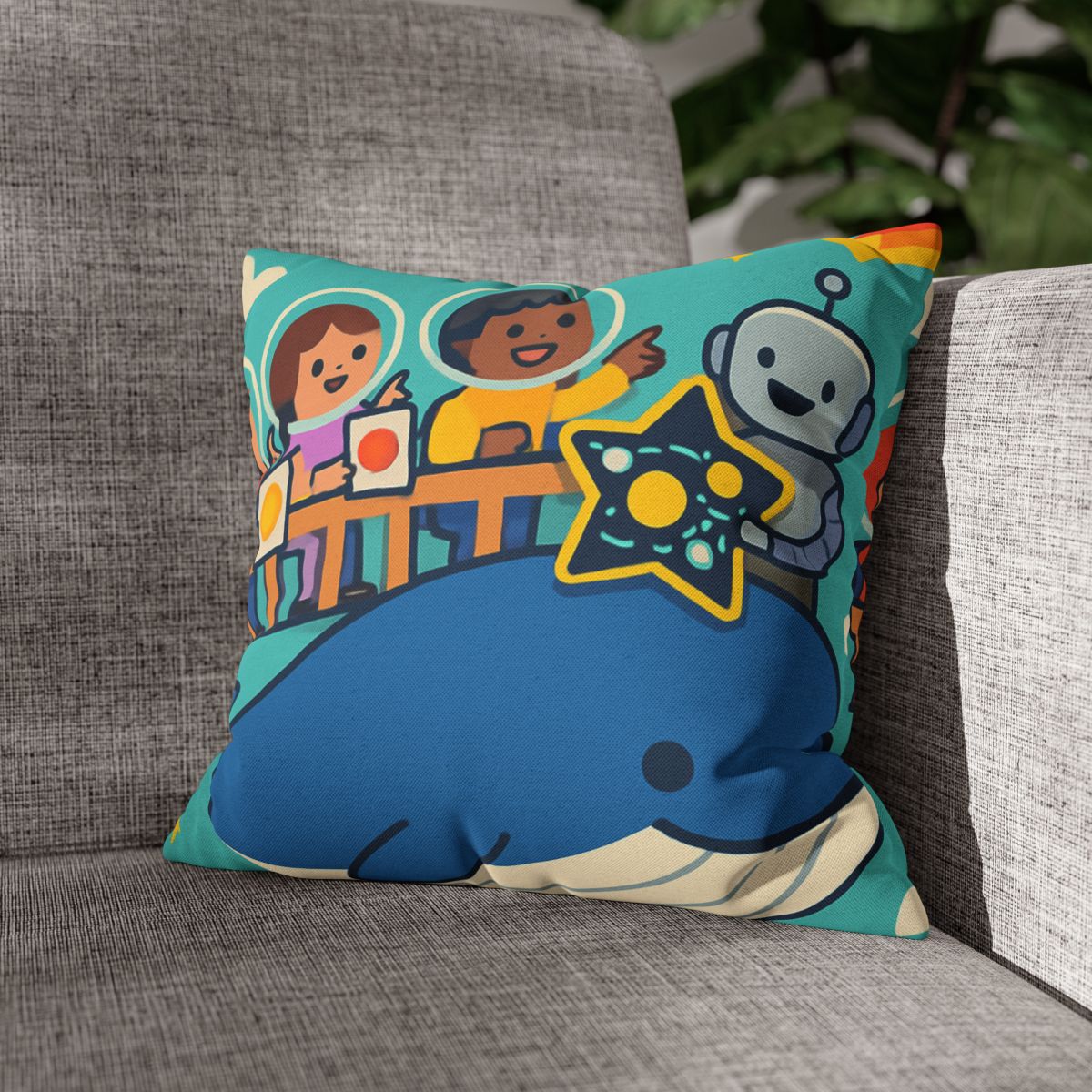 Comet Classroom In The Sky Whale designer print pillow cases