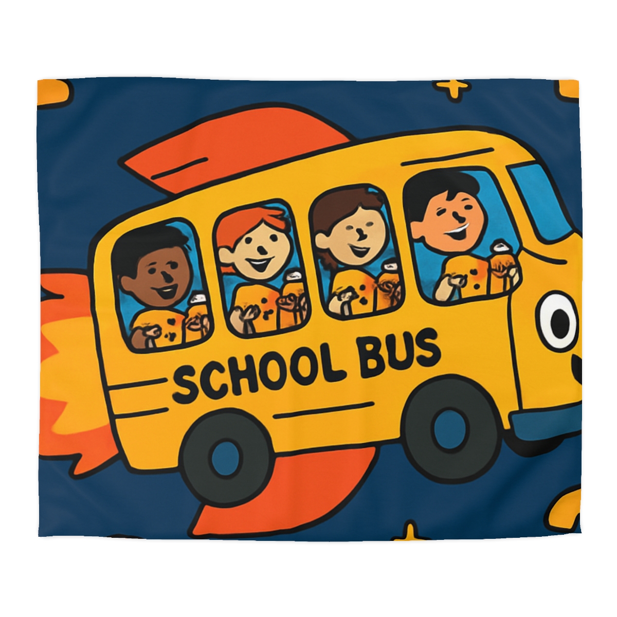 Rocket School Bus To Planet Math personalized bedding duvets