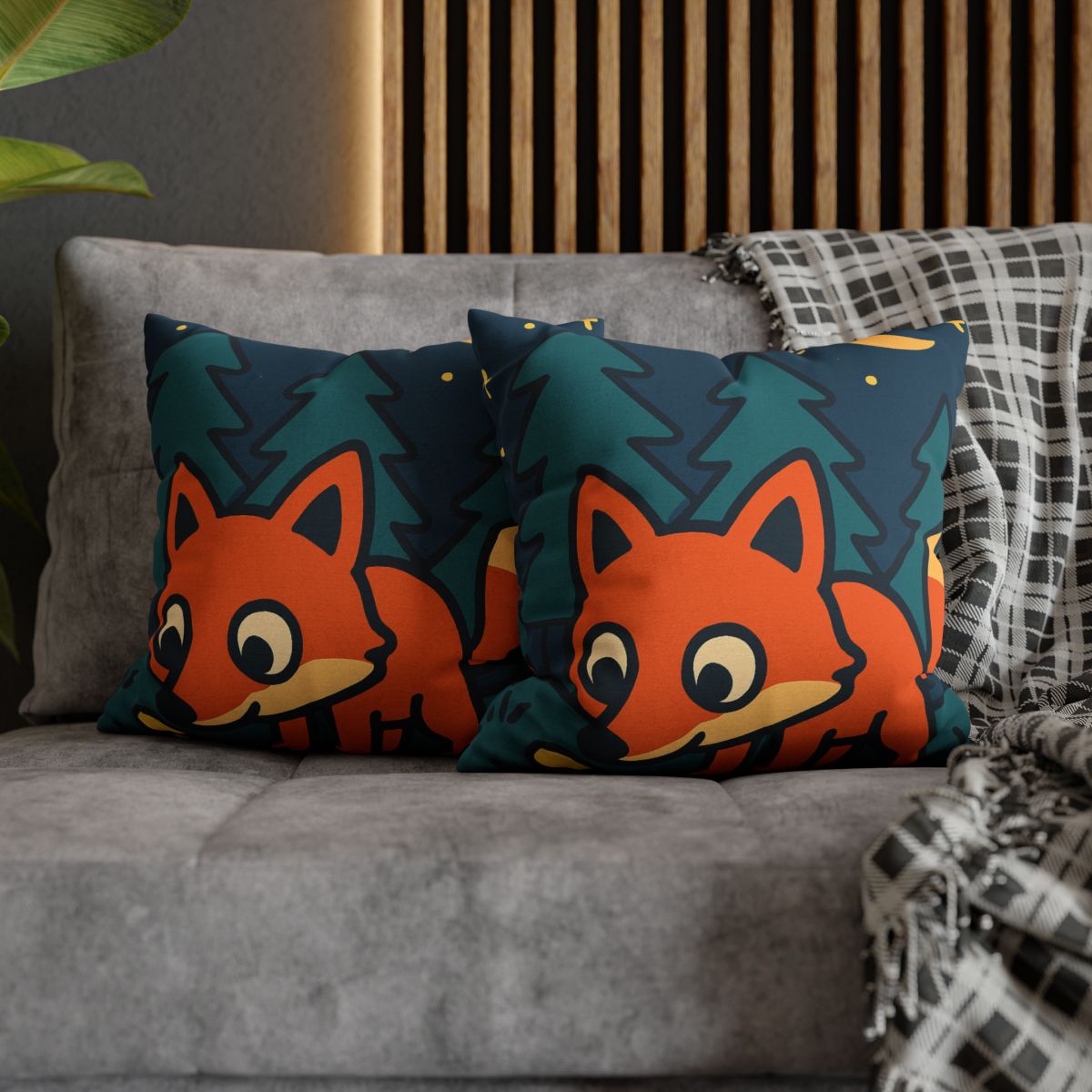 Starlight Forest Fox designer print pillow cases