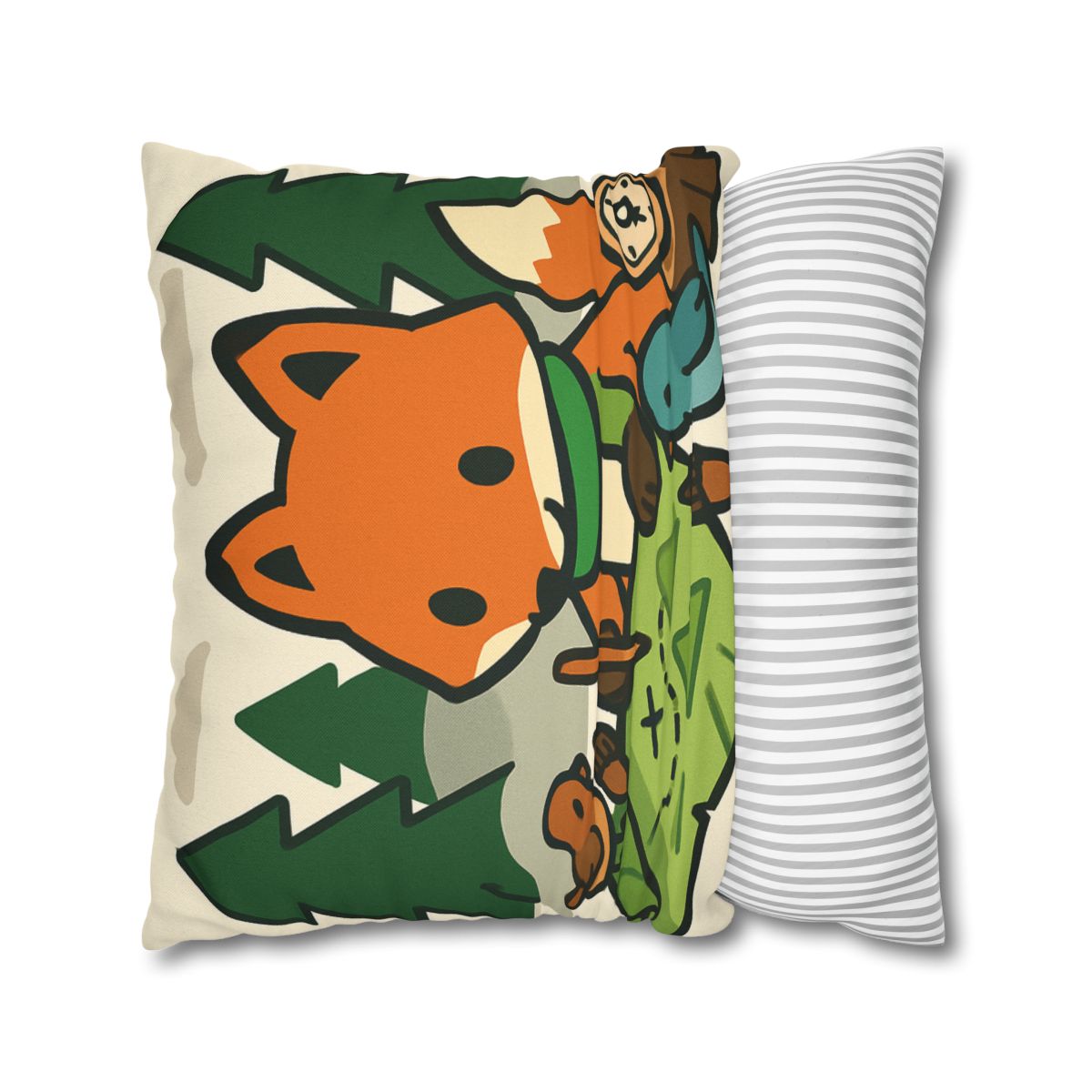 The Map Making Fox In Misty Pines designer print pillow cases