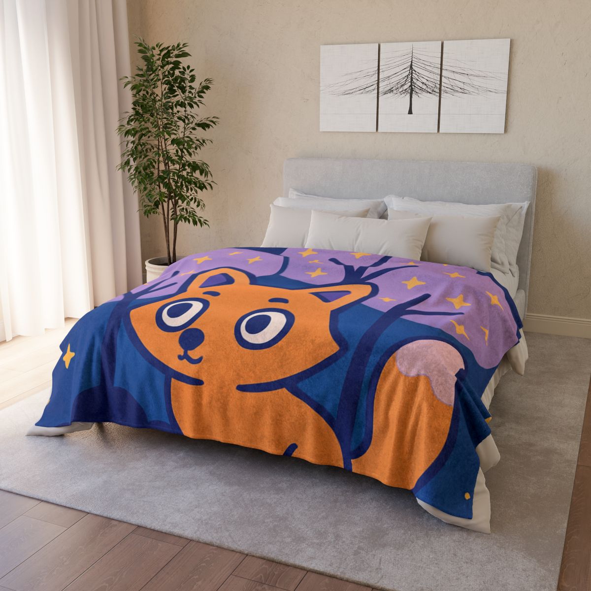 Galactic Forest Fox soft fleece blankets