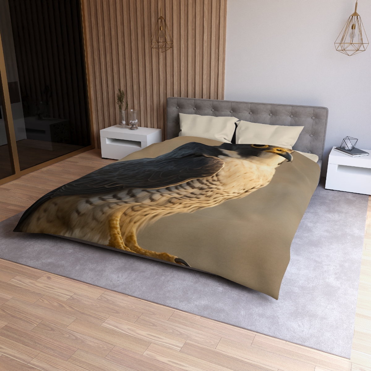 Silver Dusk Peregrine Falcon unique patterned duvets