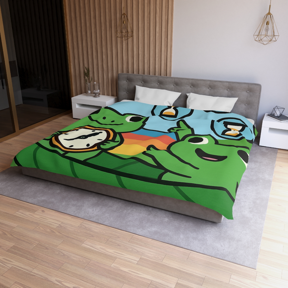 Rainbow River Time Travel Frogs duvets for gifts