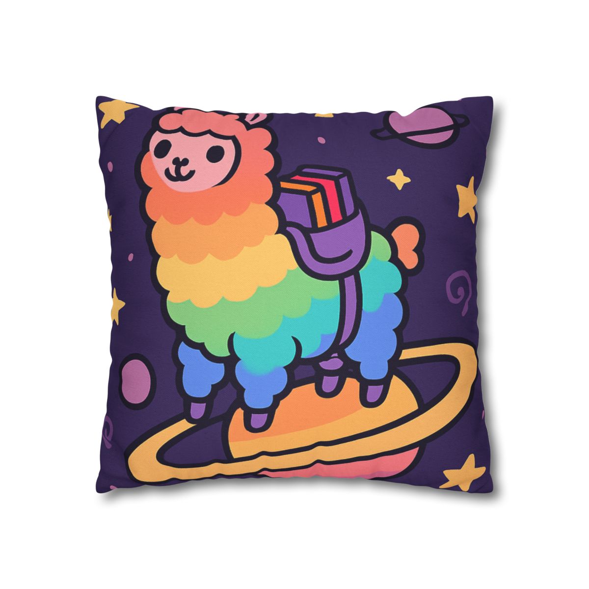 Galaxy Riding Rainbow Llama comfortable bedding pillow covers