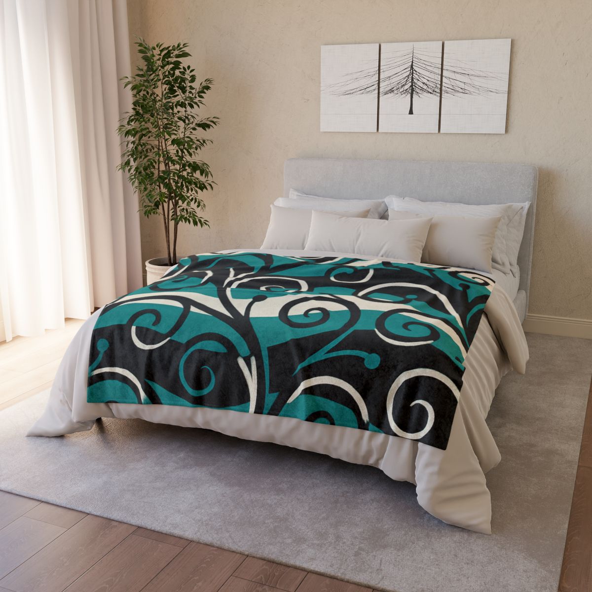 Vine Curl Wave Interference stylish throw blankets