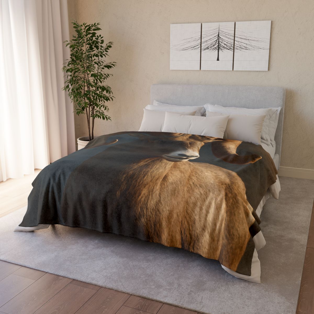 Canyon Shadow Bighorn Sheep trendy patterned blankets