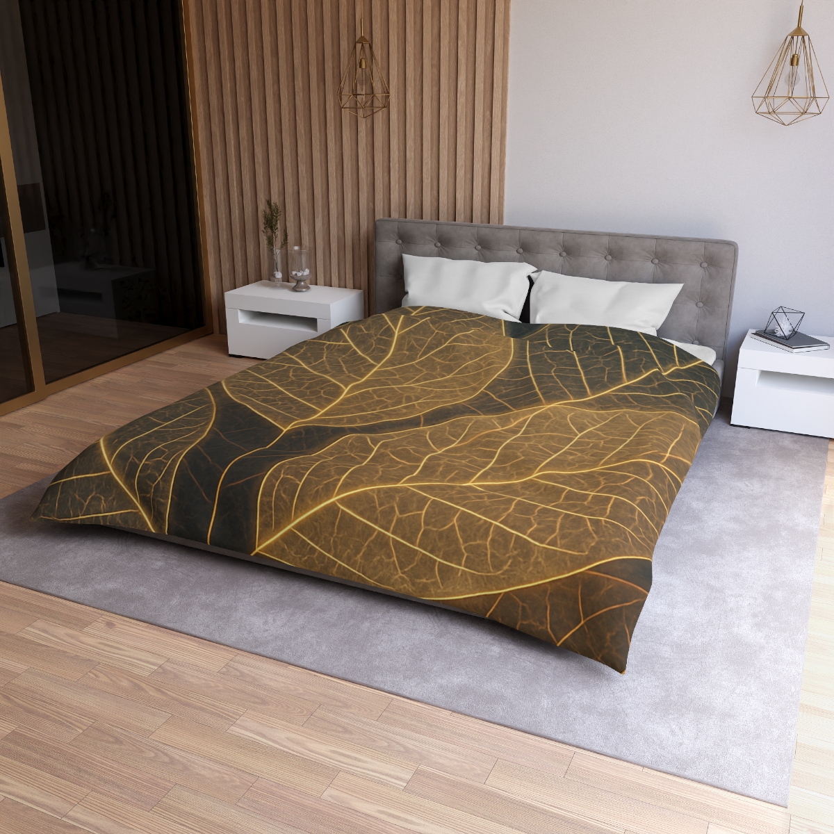 Solar Leaf Lattice designer printed duvets